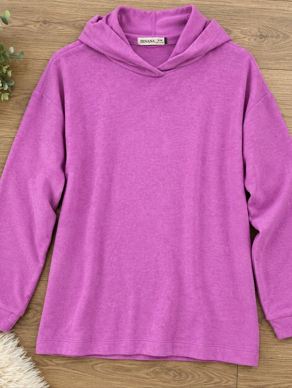 Zenana Outfitters Lavender Cowl Neck Hoodie Sweater